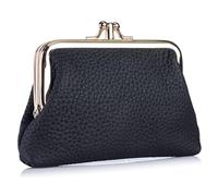 Karoukee Portefeuille en Cuir Pleine Fleur pour Femme, Porte-Monnaie Élégant Femme, Petite Porte-Monnaie, Portefeuille avec 2 Compartiments Séparés, Fermeture à Clip Dorée
