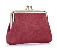 Karoukee Portefeuille en Cuir Pleine Fleur pour Femme, Porte-Monnaie Élégant Femme, Petite Porte-Monnaie, Portefeuille avec 2 Compartiments Séparés, Fermeture à Clip Dorée