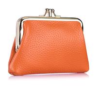 Karoukee Portefeuille en Cuir Pleine Fleur pour Femme, Porte-Monnaie Élégant Femme, Petite Porte-Monnaie, Portefeuille avec 2 Compartiments Séparés, Fermeture à Clip Dorée