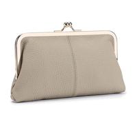 Karoukee Portefeuille en Cuir Véritable Doux pour Femme, Pochette Vintage Style pour Téléphone Portable, Porte-Monnaie Elégant avec 8 Fentes pour Cartes, Fermeture à Clip Dorée