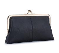 Karoukee Portefeuille en Cuir Véritable Doux pour Femme, Pochette Vintage Style pour Téléphone Portable, Porte-Monnaie Elégant avec 8 Fentes pour Cartes, Fermeture à Clip Dorée