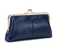 Karoukee Portefeuille en Cuir Véritable pour Femme, Porte-Monnaie Vintage pour Femme avec Serrure à Baiser, Pochette Élégante pour Téléphone, Quincaillerie Dorée