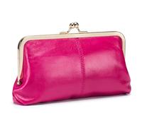 Karoukee Portefeuille en Cuir Véritable pour Femme, Porte-Monnaie Vintage pour Femme avec Serrure à Baiser, Pochette Élégante pour Téléphone, Quincaillerie Dorée