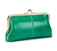 Karoukee Portefeuille en Cuir Véritable pour Femme, Porte-Monnaie Vintage pour Femme avec Serrure à Baiser, Pochette Élégante pour Téléphone, Quincaillerie Dorée