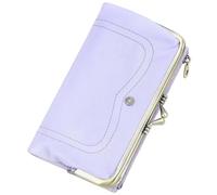 Karoukee Portefeuille Femme Anti-RFID - Pochettes en Cuir de Chèvre avec Fermoir Bisou, Poche Téléphone (6,3"), 8 Fentes Cartes & Poche Zippée - Voyage Porte-Monnaie -Lavande
