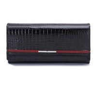 Karoukee Portefeuille Femme Grande Capacité en Cuir Véritable, Porte-Cartes de Crédit Antivol RFID, Pochette Clutch Vintage Motif Crocodile pour Téléphone jusqu'à 6,3 Pouces - Noir