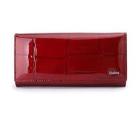 Karoukee Portefeuille Femme Vintage en Cuir Véritable, Porte-Cartes de Crédit Grande Capacité Antivol RFID avec Compartiment pour Téléphone, Pochette pour Femme (18 cm) - Rouge