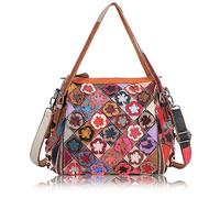 Karoukee Sac à Bandoulière Coloré à la Mode pour Femme, Sac à Épaule en Cuir de Vache Fait à la Main, Sac à Main Moyen Patchwork, Sacs Portés Main Esthétique avec Grande Capacité