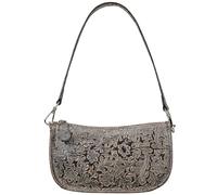 Karoukee Sac à Bandoulière Vintage pour Femme - Sacs Hobo en Cuir de Vache Véritable, Sac Portés Épaule avec Motif Fleur Embossé, 2 Bandoulières Amovibles (Cuir & Tressé) - Café