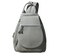 Karoukee Sac à Dos en Cuir Véritable pour Femme, Sac à Dos Urbain Elégant avec Poche Anti-Vol, Convient pour Tablette 9.7", Bretelles Ajustables, Backpack de Travail et de Voyage, Gris