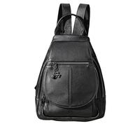 Karoukee Sac à Dos en Cuir Véritable pour Femme, Sac à Dos Urbain Elégant avec Poche Anti-Vol, Convient pour Tablette 9.7", Bretelles Ajustables, Backpack de Travail et de Voyage, Noir