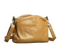 Karoukee Sac à Épaule en Cuir Grainé pour Femme - Sac Bandoulière Moyen Spacieux, Sac à Main Uni avec 2 Bandoulière Amovibles (Court & Réglable) et 4 Poches Séparées - Jaune