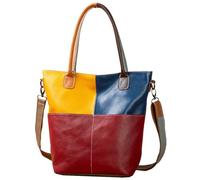 Karoukee Sac à Épaule pour Femme - Grand Sac Cabas en Cuir Véritable Artisanal avec Bandoulière Réglable, Sac à Main avec Design Color Block Audacieux - Couleur Aléatoire