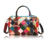 Karoukee Sac à Main Coloré pour Femmes, Sac Fourre-tout Moyen en Cuir Véritable avec Fleurs, Sac Cabas Mode, Sac à Bandoulière stylé pour Dames