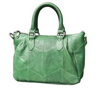 Karoukee Sac à Main Femme en Cuir Véritable - Sac Porté Épaule avec Bandoulière Amovible et Réglable, Sacs Élégant pour Travail avec Compartiments Séparés, Compatible Tablette 11 Pouces - Vert