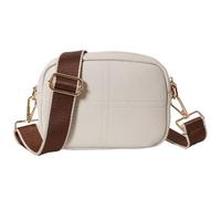 Karoukee Sac Bandoulière Élégant et Compact pour Femme, Sac Portés Épaule en Cuir Véritable pour Téléphone, Petit Sacoche à Main Femme Léger, Large Bandoulière Réglable à Motif Géométrique - Crème