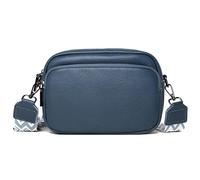 Karoukee Sac Bandoulière Minimaliste pour Femme, Mini Sacs Portés Épaule en Cuir Véritable avec Bandoulière Réglable, Petit Sacoche Compact avec 3 Poches Séparées - Bleu