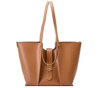 Karoukee Sac Cabas Élégant pour Femme, Sac à Bandoulière en Cuir de Vache Pleine Fleur, Femme Sac à Main Unicolore Convertible, Sac Tote à la Mode avec Sac Intérieur Amovible