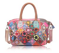 Karoukee Sac Fourre-tout à Motifs Patchwork pour Femmes, Sac à Bandoulière en Cuir Coloré, Grand Sac Cabas à la Mode pour Dames, Sac à Main avec Poignée Supérieure