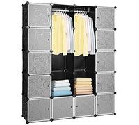 karpal 20 cubes DIY Systme d'?tag?res Penderie ouverte en plastique avec portes Penderie noire 180 * 142 * 37CM