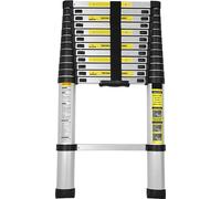 karpal 3.8M Alu échelle télescopique avec poignée, extensible échelle extensible, flexible échelle en aluminium, capacité de charge maximale de 150kg, pour les travaux à domicile