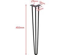 karpal 4x pieds de table en épingle à cheveux Hairpin Legs pour le bricolage - style moderne du milieu du siècle - offre de protections de sol et de vis - 45cm(18 pouces)