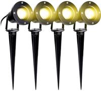 Karpal Pack de 4 spots de jardin avec piquet de terre 4W GU10 LED IP65 étanche Eclairage de jardin avec prise Blanc chaud 3000K Lampe d'extérieur pour arbre,étang,jardin [Classe énergétique A++]