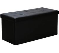karpal Pouf Noir Coffre pliable Repose-pieds Chambre Rangement pour jouets Livres Banc en cuir PVC avec couvercle Coffre pliable 76 * 38 * 38cm
