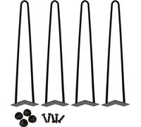 karpal Set de 4,Hairpin Legs,45cm, 2 entretoises,noir, pieds de table en acier