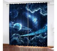 KARPIX Planètes de l'univers spatial Rideau occultant à œillets pour enfants et adolescents 2 panneaux (A, 280 x 245 cm (2 x 140 x 245 cm)