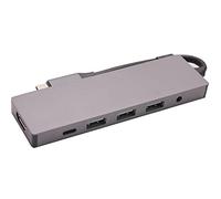 Karriter Hub USB C 6 en 1 portable avec sortie 4K compatible 3 ports USB 2.0 USB C 20 W 3,5 mm adaptateur de hub de port audio