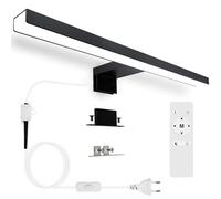 Karrong Miroir Lumière Salle de Bain 40CM 12W avec Interrupteur Télécommande Dimmable 3000K Blanc Chaud 4000K Blanc Naturel 6000K Blanc Froid IP44 Étanche Lampe Miroir pour Salle de Bain Aluminium