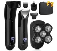 Karrte Manscape Kit de toilettage 5 en 1 pour homme, tondeuse à barbe pour homme, tondeuse à poils d'aine et de corps, tondeuse à poils nasaux et oreilles, rasoir électrique 5D, étanchéité IPX7, écran