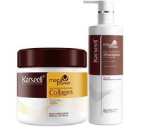 Karseell MACA CARE SYSTEM Coffret Masque Capillaire Professionnel Collagène 500ml + Shampooing 500ml Réparation Hydratation Profonde Brillance Maca Huile d'Argan Coco Avocat Cheveux Secs Abîmés