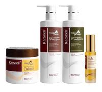 Karseell MACA CARE SYSTEM Coffret Soin Capillaire Masque Collagène + Huile d'Argan + Shampooing + Après-shampooing Réparation Nutrition Intense Anti-frisottis Coco Cheveux Secs Abîmés Sans Sulfate