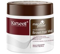Karseell MACA CARE SYSTEM Masque Capillaire Colorant Marron Nourrissant Hydratant Réparateur Anti-Frisottis Sublime Couleur Châtain Donne Éclat Brillance Cheveux Secs Abîmés Soin Professionnel 500ml