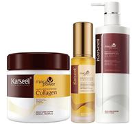 Karseell MACA CARE SYSTEM Masque Collagène Shampoing Hydratant Sérum Argan Réparation Hydratation Nutrition Anti-Frizz Force Brillance Cheveux Secs Abîmés Colorés Soyeux Tous Types de Cheveux