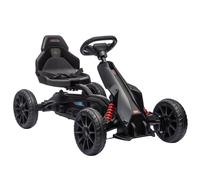 Kart à pédales enfant go kart formule 1 racing aileron avant carter chaine fermé siège réglable avec ceinture noir TU