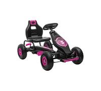 Kart à pédales enfant Go kart Formule 1 Racing Super Power 5 aileron avant pneus gonflables caoutchouc noir rose
