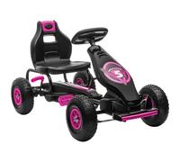 Kart À Pédales Enfant Go Kart Formule 1 Racing Super Power 5 Aileron Avant Pneus Gonflables Caoutchouc Noir Rose
