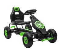 Kart à pédales enfant Go kart Formule 1 Racing Super Power 5 aileron avant pneus gonflables caoutchouc noir vert