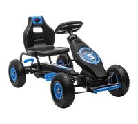Kart À Pédales Enfant Go Kart Formule 1 Racing Super Power 5 Aileron Avant Pneus Gonflables Caoutchouc Noir Bleu