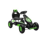 Kart à pédales enfant Go kart Formule 1 Racing Super Power 5 aileron avant pneus gonflables caoutchouc noir vert