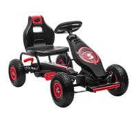 Kart à pédales pour enfant HOMCOM Go-kart siège réglable 3 positions frein à main pneus antidérapant enfant de 5 à 12 ans rouge