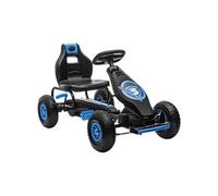 HOMCOM Kart à pédales pour Enfant Go-Kart véhicule à pédale siège réglable 3 Positions Frein à Main pneus antidérapant Enfant de 5 à 12 Ans métal + PP Bleu Noir