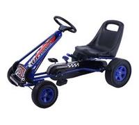 Kart À Pédales En Métal 1 Place Bleu Avec Roues En Caoutchouc 101 X 61 X 62cm Convient Pour 3 À 8 Ans Go Karting Enfant