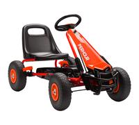 Kart À Pédales Go-Kart Enfant Siège Réglable Pneus Eva Embrayage Manuel Frein Carter Chaine Fermé Rouge