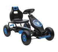 HomCom Kart à pédales Go-Kart Siège réglable 3 positions Frein à main Pneus antidérapants Bleu/Noir