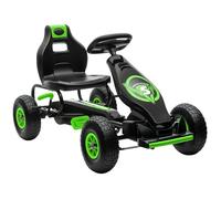 Kart À Pédales Enfant Go Kart Formule 1 Racing Super Power 5 Aileron Avant Pneus Gonflables Caoutchouc Noir Vert