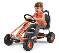 Kart À Pédales Pour Enfants Costway Siège Réglable,Volant&frein À Main, Pour L'extérieur, Garçons&filles 3-6 Ans 92x50x53cm Orange